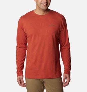 Red Columbia Thistletown Hills Long Sleeve Crew Men's T-Shirt | 24971ASIB