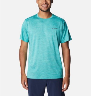 Turquoise Columbia Alpine Chill Zero Short Sleeve Crew Men's T-Shirt | 94156URNZ