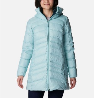 Turquoise Columbia Autumn Park Hooded Mid Women's Puffer Jacket | 69318FMDU