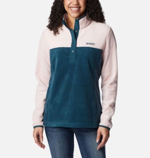 Turquoise Columbia Benton Springs Half Snap Fleece Women's Pullover | 36157MZBC