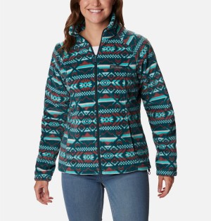 Turquoise Columbia Benton Springs Printed Full Zip Women's Fleece Jacket | 70851PIGS