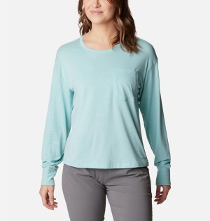 Turquoise Columbia Boundless Trek Long Sleeve Women's T-Shirt | 24796MEXV