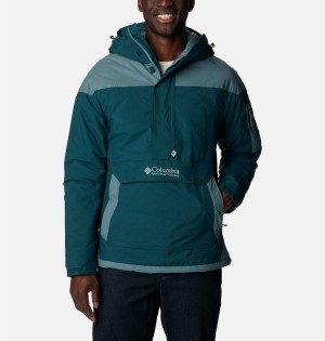 Turquoise Columbia Challenger Anorak Insulated Men's Puffer Jacket | 64392YOMW