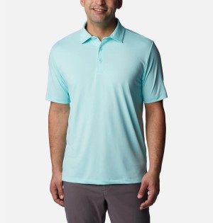 Turquoise Columbia Drive Golf Men's Polo Shirt | 79264XJAS