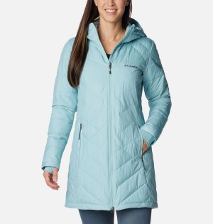 Turquoise Columbia Heavenly Long Hooded Women's Puffer Jacket | 83945AZHD