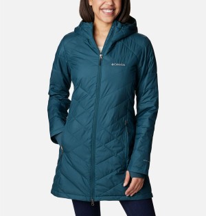 Turquoise Columbia Heavenly Long Hooded Women's Puffer Jacket | 16923JTDA