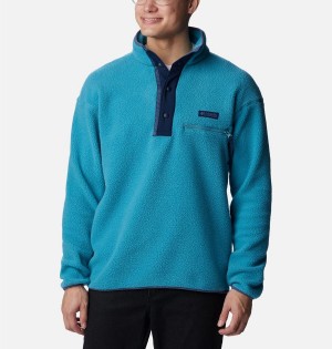 Turquoise Columbia Helvetia Half Snap Fleece Men's Pullover | 97045UQCJ