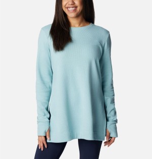 Turquoise Columbia Holly Hideaway Waffle Tunic Women's Pullover | 62731ATPS