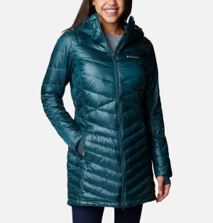 Turquoise Columbia Joy Peak Mid Insulated Hooded Women's Puffer Jacket | 26051EPFO