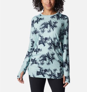 Turquoise Columbia Leslie Falls Long Sleeve Women's T-Shirt | 21586YAXD