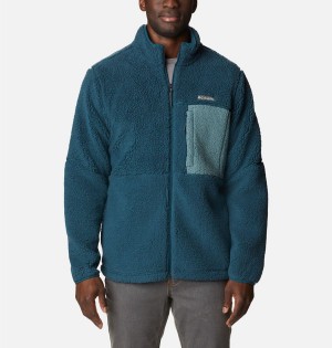 Turquoise Columbia Mountainside Heavyweight Sherpa Men's Fleece Jacket | 20839MQCZ