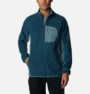 Turquoise Columbia Outdoor Tracks Full Zip Men's Fleece Jacket | 49017GOIN