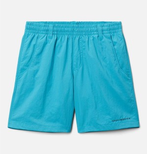 Turquoise Columbia PFG Backcast Kids' Shorts | 21078DTVN