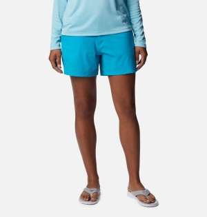 Turquoise Columbia PFG Coral Point III Women's Shorts | 96580SMJB