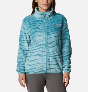 Turquoise Columbia PFG Slack Water Reversible Women's Fleece Jacket | 59678XNAH