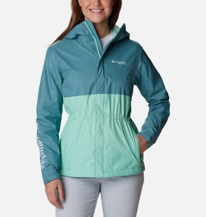 Turquoise Columbia PFG Storm Women's Rain Jacket | 72193NSGC