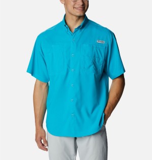 Turquoise Columbia PFG Tamiami II Short Sleeve Men's Shirt | 26908NZAE