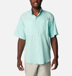 Turquoise Columbia PFG Tamiami II Short Sleeve Men's Shirt | 71392LFCU