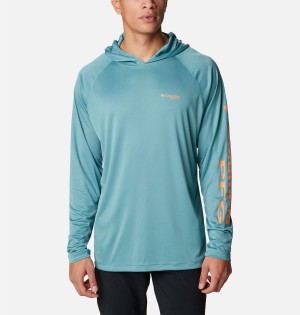 Turquoise Columbia PFG Terminal Tackle Men's Hoodie | 81509TCGL