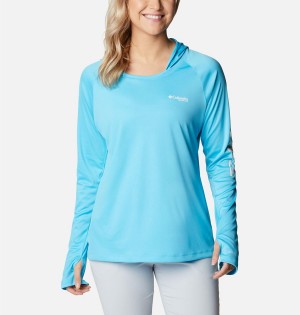 Turquoise Columbia PFG Tidal Tee Women's Hoodie | 20437VNBC