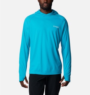 Turquoise Columbia PFG Zero Rules Ice Men's Hoodie | 76185YZOT