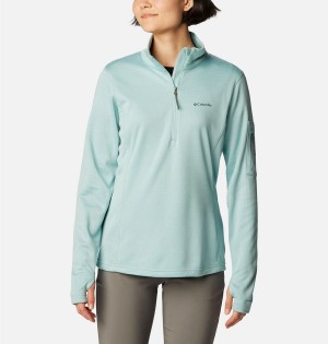 Turquoise Columbia Park View Grid Half Zip Fleece Women's Pullover | 60871KXLV