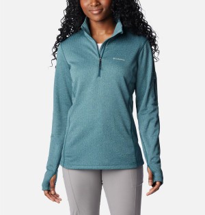 Turquoise Columbia Park View Grid Half Zip Fleece Women's Pullover | 27143ZOWS