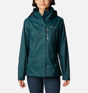 Turquoise Columbia Pouration Women's Rain Jacket | 31597FOUE