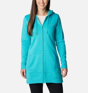 Turquoise Columbia Rush Valley Long Full Zip Hoodie Women's Fleece Jacket | 23965LIDJ