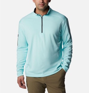 Turquoise Columbia Shotgun Quarter Zip Golf Men's Pullover | 42135FSIN