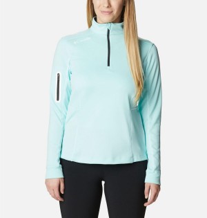 Turquoise Columbia Shotgun Quarter Zip Golf Women's Pullover | 94138WRKS