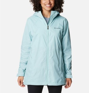 Turquoise Columbia Switchback Lined Long Women's Rain Jacket | 72349HJKB