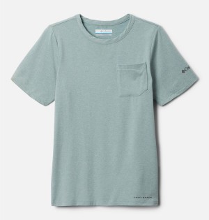 Turquoise Columbia Tech Trail Kids' T-Shirt | 98056QVSP