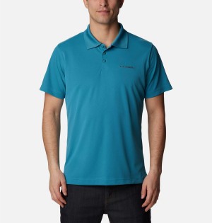 Turquoise Columbia Utilizer Men's Polo Shirt | 73619SEZN