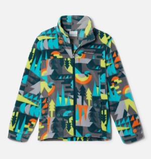 Turquoise Columbia Zing III Printed Fleece Kids' Jacket | 30257MUSH