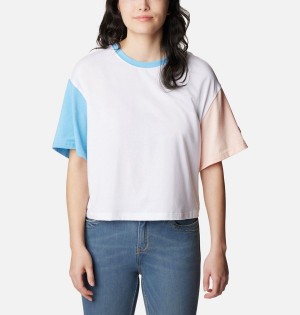 White Columbia Deschutes Valley Cropped Women's T-Shirt | 28657BLAW