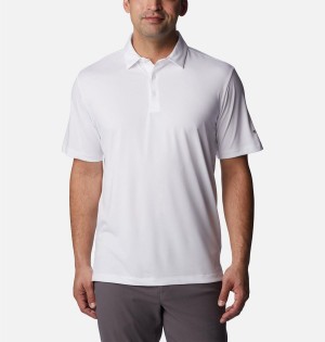 White Columbia Drive Golf Men's Polo Shirt | 10269DUYV