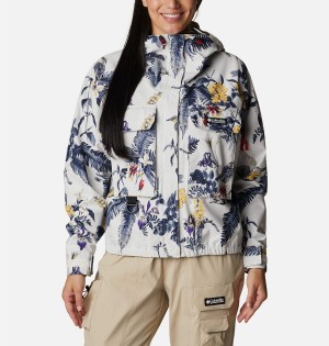 White Columbia Field Creek Fraser Cropped Shell Women's Rain Jacket | 97218HJED