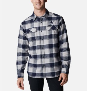 White Columbia Flare Gun Flannel Long Sleeve - Dallas Cowboys Men's Shirt | 54168PYZD