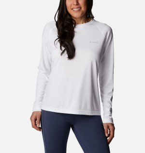 White Columbia Fork Stream Long Sleeve Women's T-Shirt | 62714BDQO