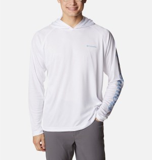 White Columbia Fork Stream Men's Hoodie | 01784KCAN