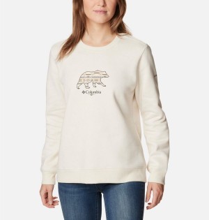 White Columbia Hart Mountain II Graphic Crew Women's Pullover | 09285VTOP