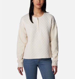 White Columbia Hart Mountain Quilted Crew Women's Pullover | 34678NGWX