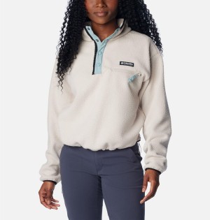 White Columbia Helvetia Cropped Half Snap Fleece Women's Pullover | 45038YXIJ