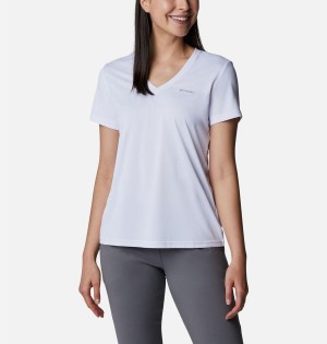 White Columbia Hike Short Sleeve V-Neck Women's T-Shirt | 36214UJEI