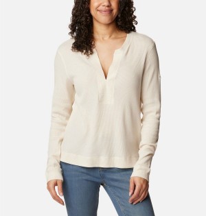 White Columbia Holly Hideaway Waffle Long Sleeve Women's Pullover | 87546LYPU