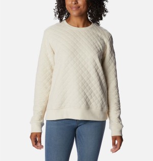 White Columbia Lodge Quilted Crew Sweatshirt Women's Pullover | 71429GQXW