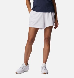 White Columbia Logo III French Terry Women's Shorts | 28469JQFP