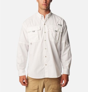 White Columbia PFG Bahama II Long Sleeve Men's Shirt | 28403MGFH