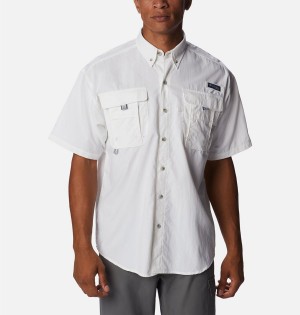 White Columbia PFG Bahama Icon Short Sleeve Men's Shirt | 12930EAYL